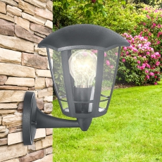 Светильник садово-парковый 6-гранный серый настенный вверх E27 IP44(У1) НБУ 07-40-003 «Дели 1» (8/144) | Б0051207 | ЭРА