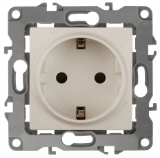 12-2002-02 Электроустановка ЭРА Розетка 2P+E Schuko со шторками, 16A-250В, IP20, без м.лапок, Эра12, слоновая кость | Б0036441 | ЭРА