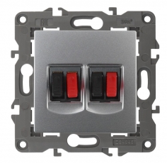 14-3112-03 Электроустановка ЭРА Розетка аудио двойная, IP20, Эра Elegance, алюминий | Б0034328 | ЭРА