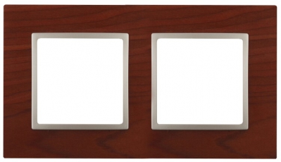 14-5302-08 Электроустановка ЭРА Рамка на 2 поста, дерево, Эра Elegance, вишня+шамп | Б0034573 | ЭРА