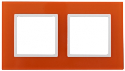 14-5102-22 Электроустановка ЭРА Рамка на 2 поста, стекло, Эра Elegance, оранжевый+бел | Б0034495 | ЭРА