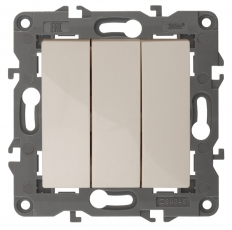 14-1107-02 Электроустановка ЭРА Выключатель тройной, 10АХ-250В, IP20, Эра Elegance, сл.кость | Б0034250 | ЭРА
