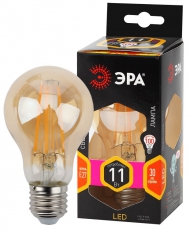Лампа светодиодная F-LED A60-11W-827-E27 gold (филамент, груша золот., 11Вт, тепл, Е27) | Б0035039 | ЭРА