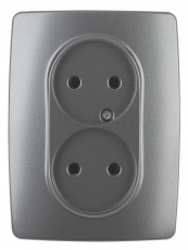 12-2107-12 Электроустановка ЭРА Розетка 2X2P, 16A-250В, IP20, Эра12, графит | Б0031244 | ЭРА