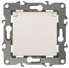 12-2003-02 Электроустановка ЭРА Розетка 2P+E Schuko со шторками с крышкой, 16А-250В, б.л., Эра12, слоновая кость | Б0038807 | ЭРА