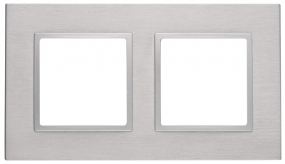 14-5202-03 Электроустановка ЭРА Рамка на 2 поста, металл, Эра Elegance, алюминий+алюм | Б0034547 | ЭРА
