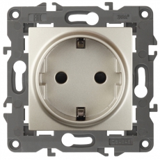 14-2102-04 Электроустановка ЭРА Розетка 2P+E Schuko со шторками, 16A-250В, IP20, Эра Elegance, шампань | Б0034275 | ЭРА