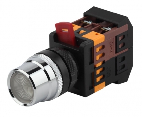 Кнопка управления ABLF-22 белый d22мм неон/240В 1з+1р (10/400/3200) | Б0045647 | ЭРА