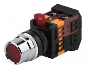 Кнопка управления ABLF-22 красный d22мм неон/240В 1з+1р (10/400/3200) | Б0045648 | ЭРА