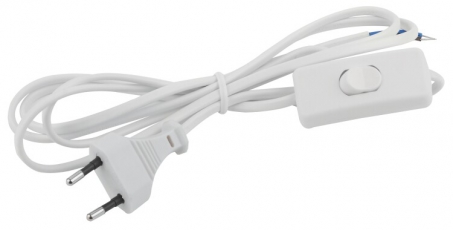 Шнур для бра UX-ШВВП-S-1,8m-W с выключателем 1,8м ШВВП 2x0,5мм2 белый | Б0044071 | ЭРА