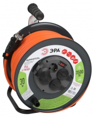 Удлинитель силовой RMx-4es-3x2.5-30m-IP44 на металлической катушке с заземлением и выключателем 4 розетки 30м ПВС | Б0052920 | ЭРА