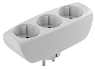 Тройник SP-3e-W 3гн, c заземл, со шторками (белый) (10/60/960) |C0045529 | ЭРА