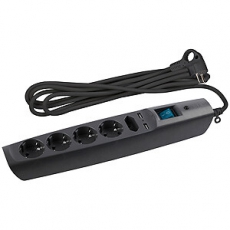 Сетевой фильтр SFU-5es-2m-B ЭРА (черный) с заземл, 3x0.75мм2, со шт, с выкл, 5гн+2xUSB, 2м, кор | C0043326 | ЭРА