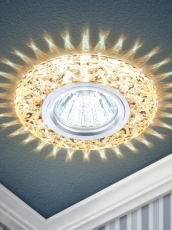 Светильник точечный встраиваемый под лампу DK LD4 MR16 50Вт GU5.3 шампань с подсветкой | Б0028122 | ЭРА