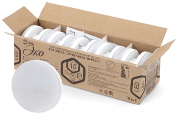 Лампа светодиодная RED LINE ECO LED GX-10W-840-GX53 (10-PACK) GX53 10Вт таблетка нейтральный белый свет | Б0036550 | ЭРА