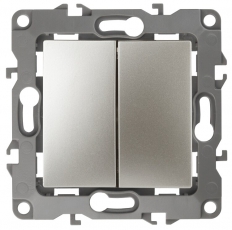 Выключатель двойной 12-1104-04 10АХ-250В, шампань (10/100/2500) |Б0014648 | ЭРА