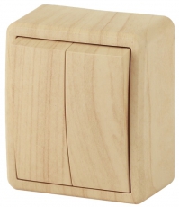 Выключатель двойной 11-1204-11 , 10АХ-250В, ОУ, Эксперт, сосна (16/160/3200) |Б0020665 | ЭРА