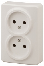 Розетка 11-2202-02 2х2P, 16АХ-250В, ОУ, Эксперт, сл.кость (18/180/2880) |Б0020683 | ЭРА