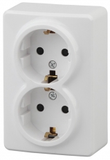 Розетка 2х2P+E Schuko, 16АХ-250В,11-2205-01, ОУ, Эксперт, белый (12/120/1920) |Б0020691 | ЭРА