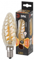 Лампа светодиодная F-LED BTW-7W-827-E14 gold (филамент, свеча витая золот., 7Вт, тепл, E14) |Б0027966 | ЭРА