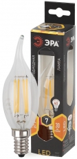 Лампа светодиодная F-LED BXS-7W-827-E14 (филамент, свеча на ветру, 7Вт, тепл, E14) | Б0027944 | ЭРА