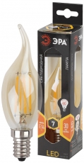 Лампа светодиодная F-LED BXS-7W-827-E14 gold (филамент, свеча на ветру золот., 7Вт, тепл, E14) | Б0027965 | ЭРА