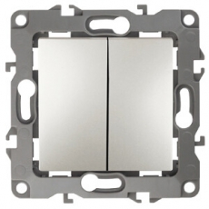 Выключатель двойной 12-1004-15 10АХ-250В, без м.лапок, перламутр (10/100/2500) |Б0019314 | ЭРА