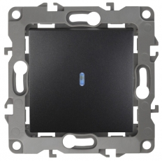 Выключатель с подсветкой 12-1102-05 10АХ-250В, антрацит (10/100/2500) |Б0014637 | ЭРА