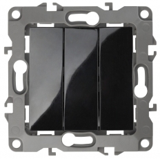 Выключатель тройной 12-1107-06 10АХ-250В, чёрный (10/100/2500) |Б0014674 | ЭРА