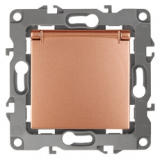 Розетка 12-2103-14 2P+E Schuko со шторками с крышкой, 16АХ-250В, медь (10/100/2500) |Б0019329 | ЭРА