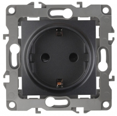 Розетка 12-2101-05 2P+E Schuko, 16АХ-250В, антрацит (10/100/2800) |Б0014679 | ЭРА