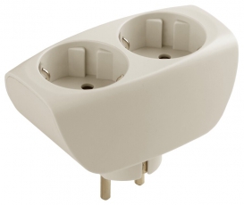 Тройник SP-2e-I 2гн, с заземл, со шторками (сл. кость) (10/60/1440) |Б0002369 | ЭРА