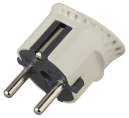 Вилка V5 плоская c/з 16A прямой ввод белая (10/200/7000) |Б0019192 | ЭРА