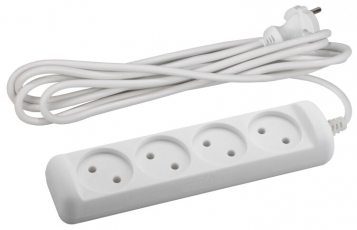 Удлинитель UX(6)-4-3m без зазeмл., 2х0.75мм2, ПВС, 4гн, 3м (20/600) |Б0028352 | ЭРА