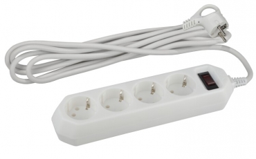 Сетевой фильтр USF-M-4es-1.5m-W (белый) с заземл, 3x0,75мм2, с выкл, 4гн, 1.5м (20/800) |Б0019741 | ЭРА