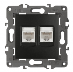 14-3108-05 ЭРА Розетка 2хRJ45, IP20, антрацит | Б0034312 | ЭРА