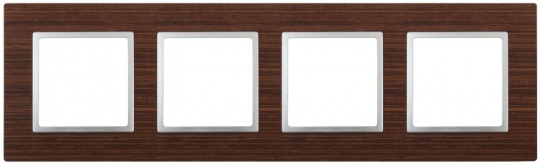 14-5304-10 ЭРА Рамка на 4 поста, дерево, Эра Elegance, венге+алюм | Б0034587 | ЭРА