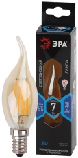 Лампа светодиодная F-LED BXS-7W-840-E14 gold (филамент, свеча на ветру золот, 7Вт, нетр, E14) | Б0047008 | ЭРА
