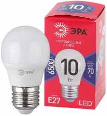 Лампа светодиодная ЭКО LED P45-10W-865-E27 R (диод, шар, 10Вт, хол, E27) | Б0045355 | ЭРА