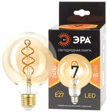 Лампа светодиодная F-LED G95-7W-824-E27 spiral gold (филамент, шар спир зол, 7Вт, тепл, E27) (20/560) | Б0047663 | ЭРА