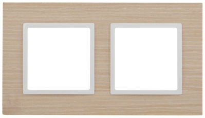14-5302-01 Рамка на 2 поста, дерево, Elegance, белён.дуб-бел (5/50/1200) | Б0049149 | ЭРА