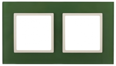 14-5102-27 Электроустановка ЭРА Рамка на 2 поста, стекло, Эра Elegance, зелёный+сл.кость | Б0034499 | ЭРА