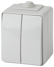 11-1606-03 Электроустановка ЭРА Переключатель двойной IP65, 10АХ-250В, ОУ, Эра Эксперт, серый | Б0035979 | ЭРА