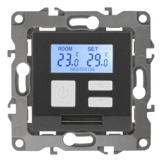 12-4111-12 Электроустановка ЭРА Терморегулятор универс. 230В-Imax16А, IP20, Эра12, графит | Б0031277 | ЭРА