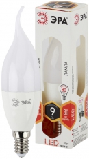 Лампа светодиодная LED BXS-9W-827-E14 Лампы СВЕТОДИОДНЫЕ СТАНДАРТ ЭРА (диод, свеча на ветру, 9Вт, тепл, E14) | Б0027973 | ЭРА