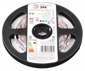 Лента светодиодная 60 диодов IP20 мультиколор LS5050-60LED-IP20-RGB-eco-3m | Б0035605 | ЭРА