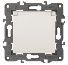 14-2103-02 Электроустановка ЭРА Розетка 2P+E Schuko со шторками с крышкой, 16A-250В, IP20, Эра Elegance, сл.кость | Б0034279 | ЭРА