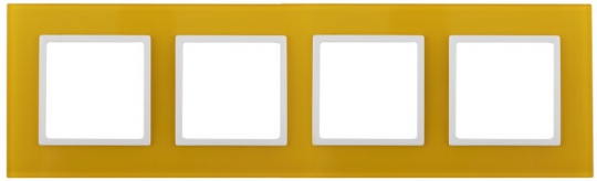 14-5104-21 Электроустановка ЭРА Рамка на 4 поста, стекло, Эра Elegance, жёлтый+бел | Б0034530 | ЭРА