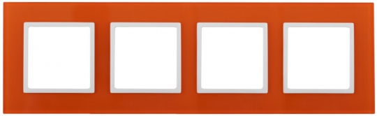 14-5104-22 Электроустановка ЭРА Рамка на 4 поста, стекло, Эра Elegance, оранжевый+бел | Б0034531 | ЭРА