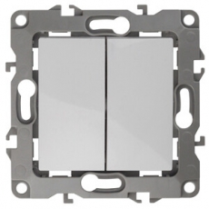 Выключатель двойной 12-1004-01   10АХ-250В, без м.лапок,  белый (10/100/2500) |Б0014651 | ЭРА